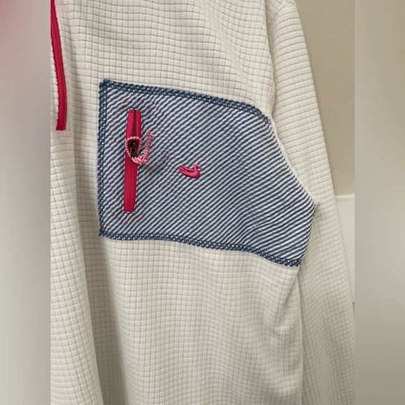 Southern Marsh Fieldtec Dune White & Blue Waffle Seersucker Pullover Size Large - Picture 8 of 10